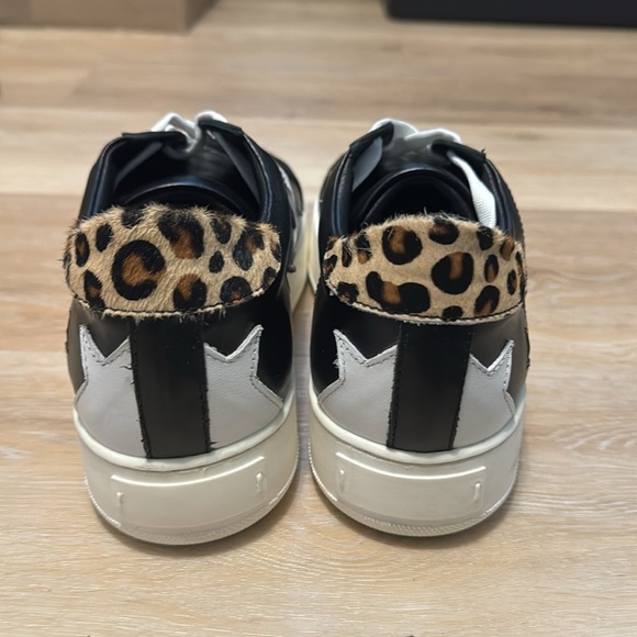 MAISON SI size 8.5 black sneaker white star detailing and cheetah heel - Picture 3 of 6